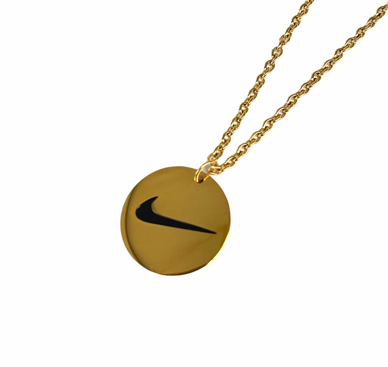 Nike Round Swoosh Necklace Gold
