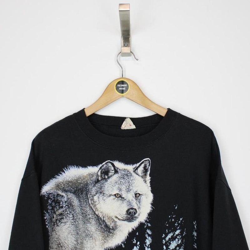 Vintage Wolf Graphic Sweatshirt Medium
