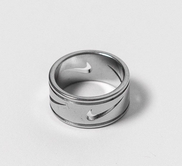 Nike Multi Cut Out Swoosh Ring Silver