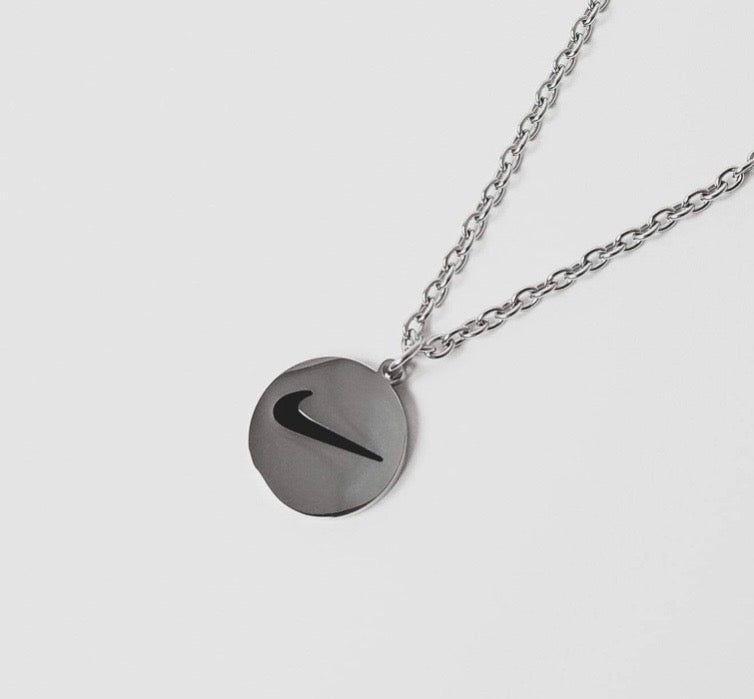 Nike Round Swoosh Necklace Silver
