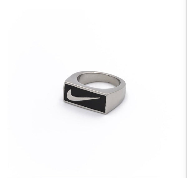 Nike Block Swoosh Ring Silver-Black
